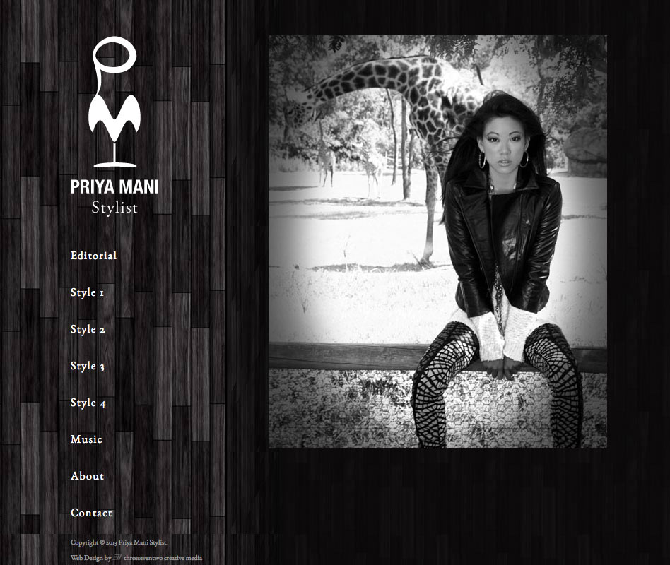 Web design for photographer Priya Mani