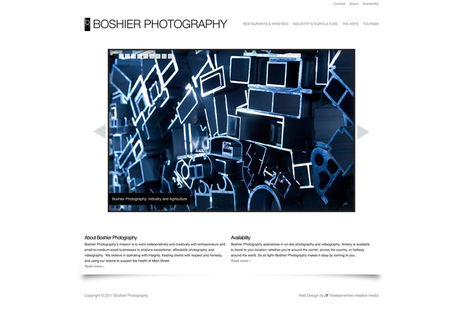 Web design for photographer Antony Boshier